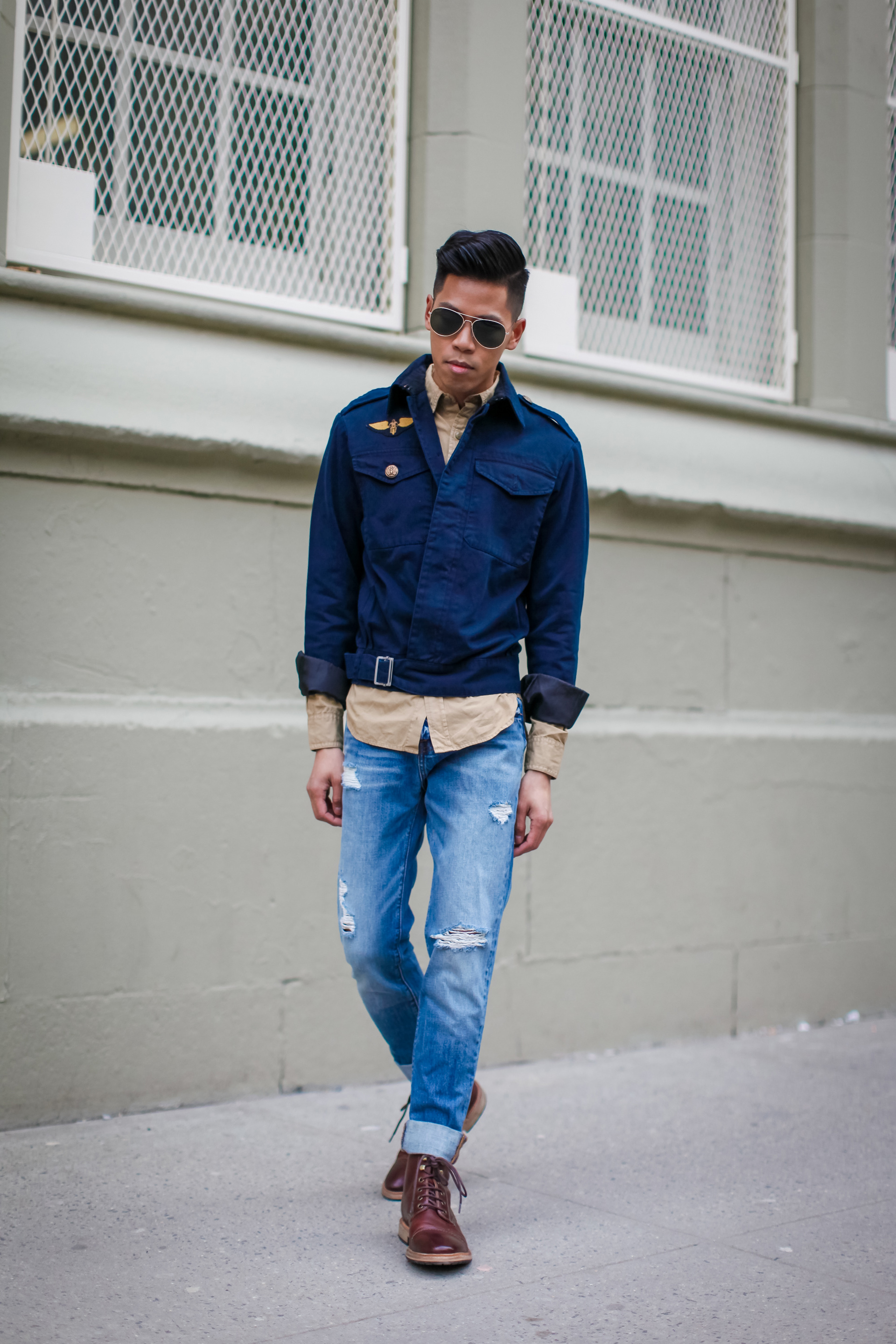 oh anthonio - Anthony Urbano - men's aviator pilot inspired outfit