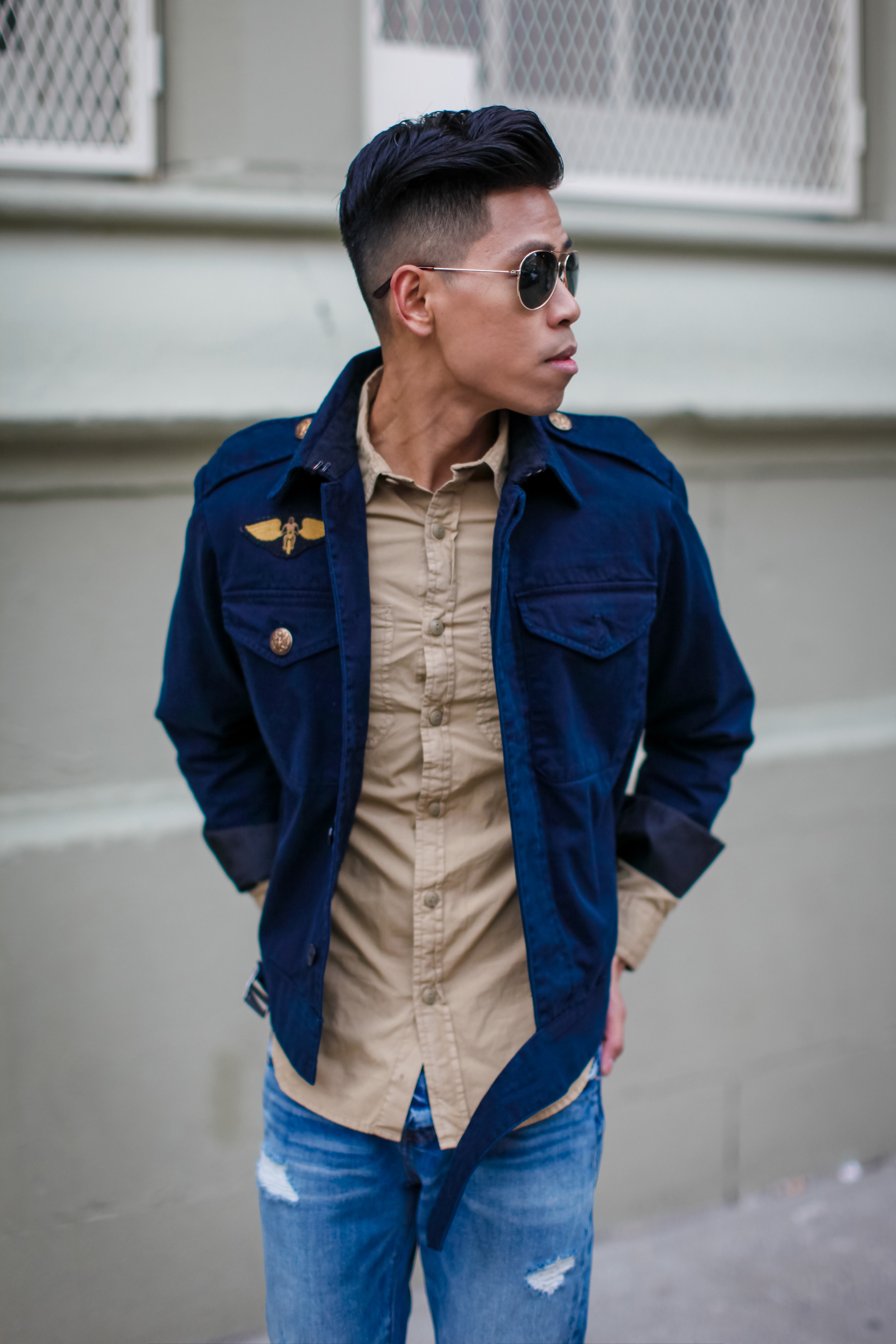 oh anthonio - Anthony Urbano - men's aviator pilot inspired outfit