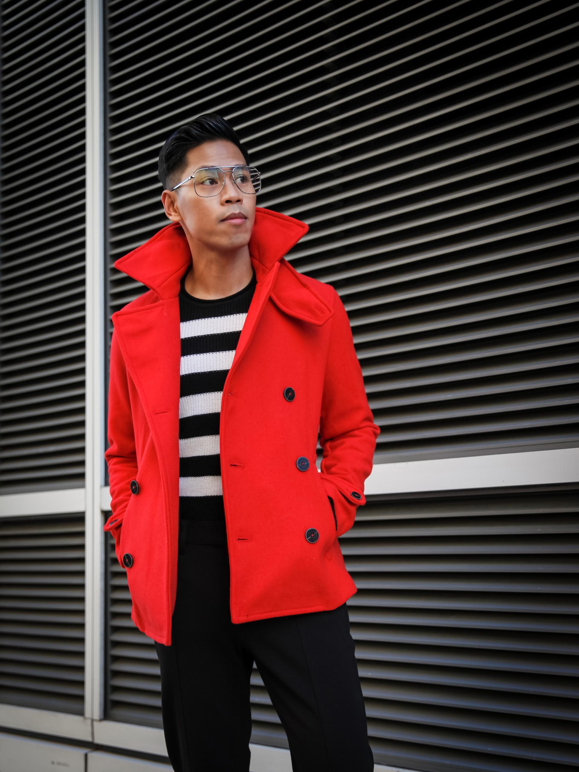 mens red jacket street style