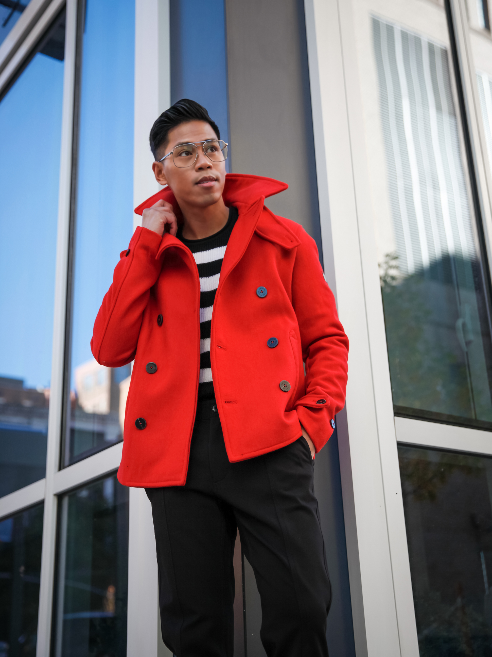 Red peacoat best sale