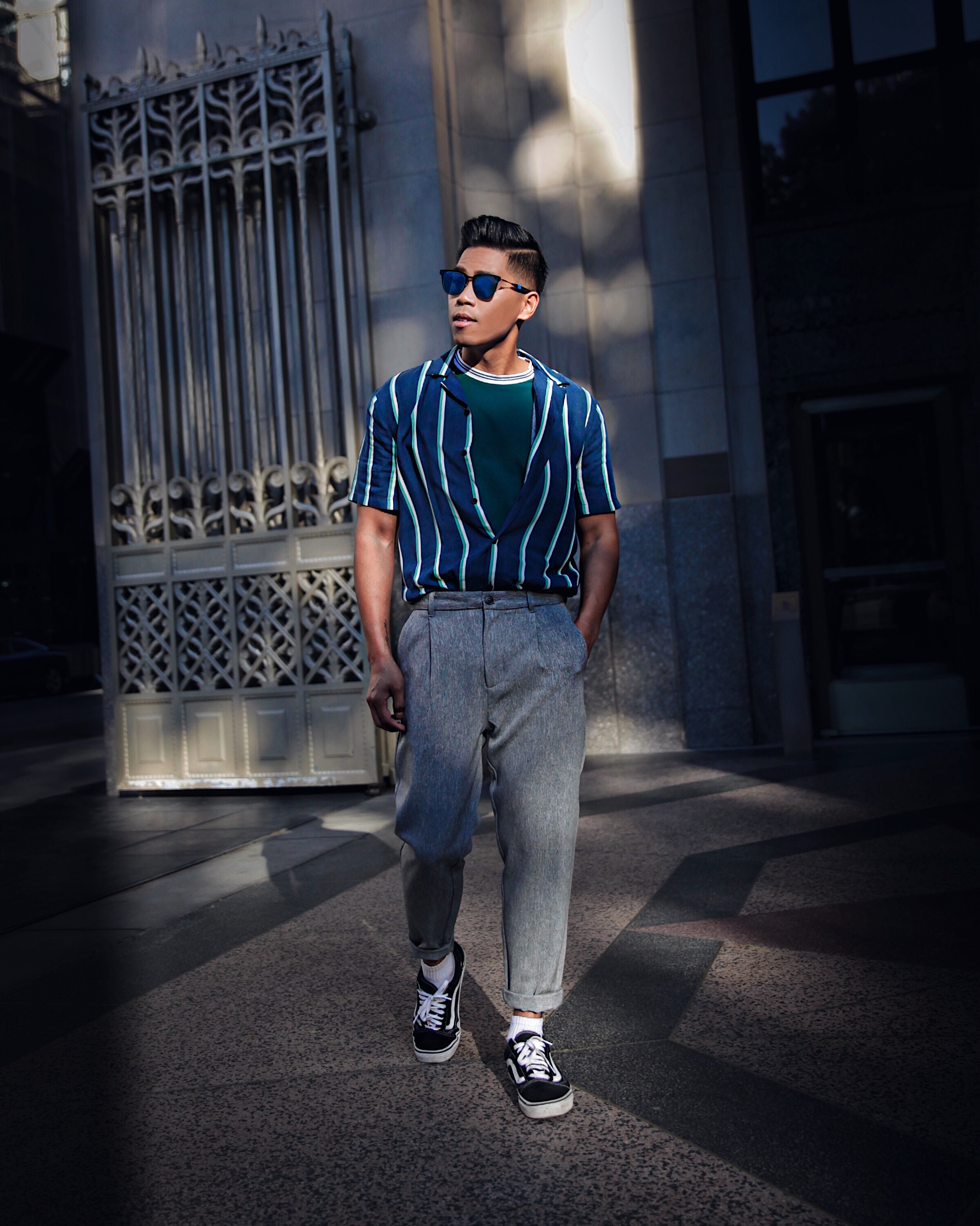topman striped shirt street style blogger nyfw