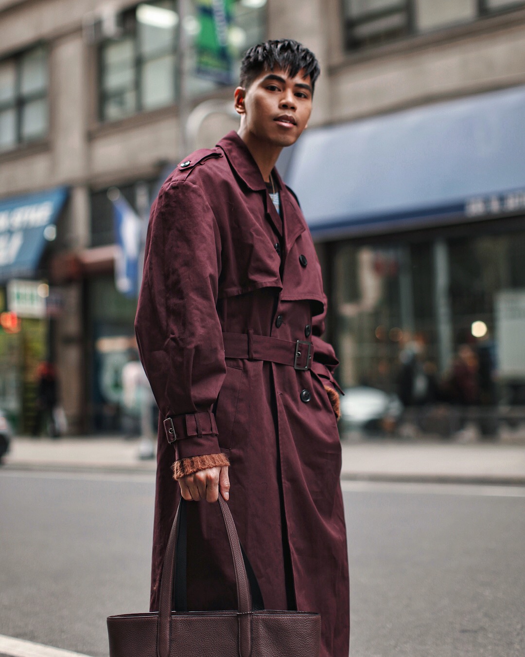 Burgundy trench shop coat men