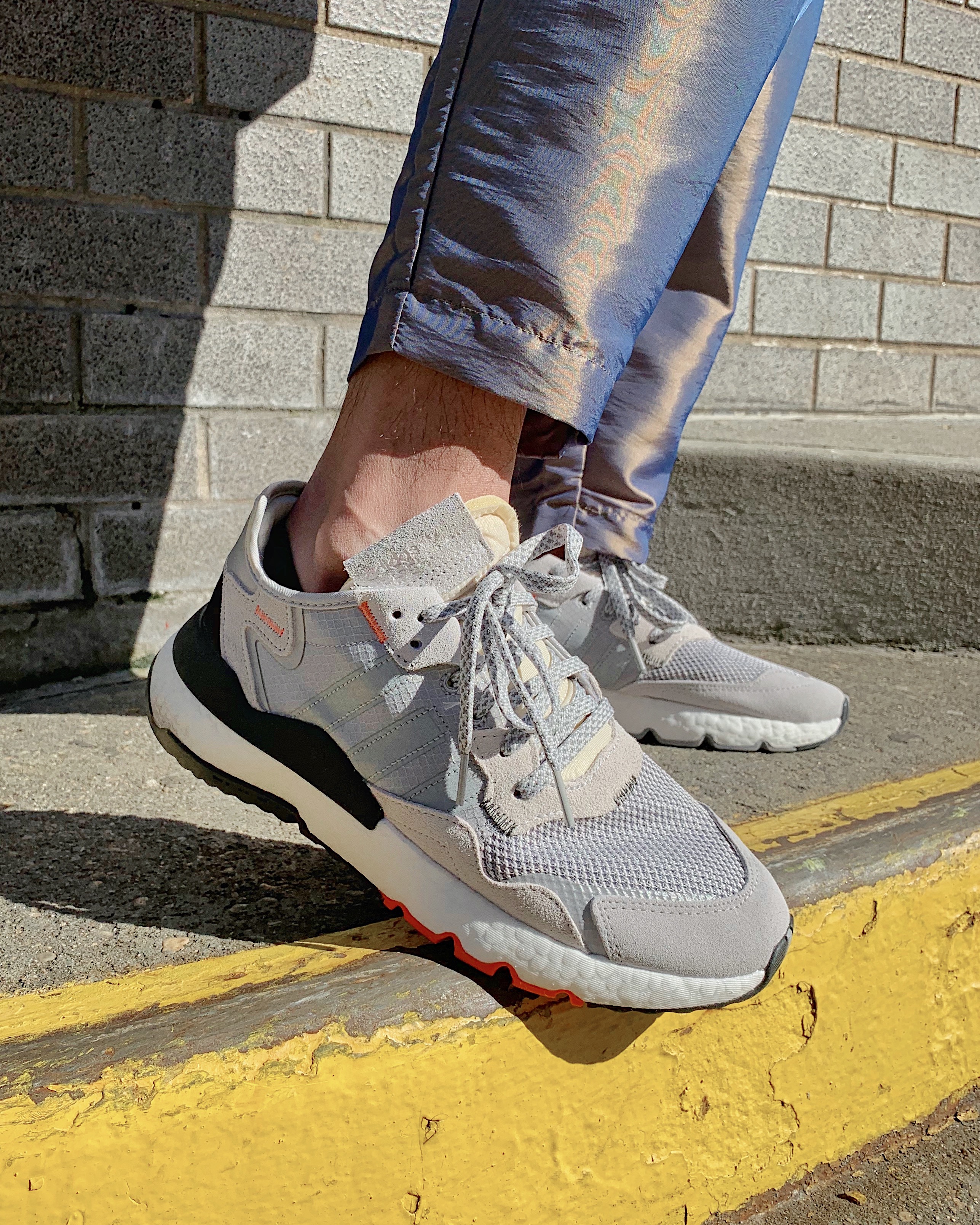 adidas night jogger on feet